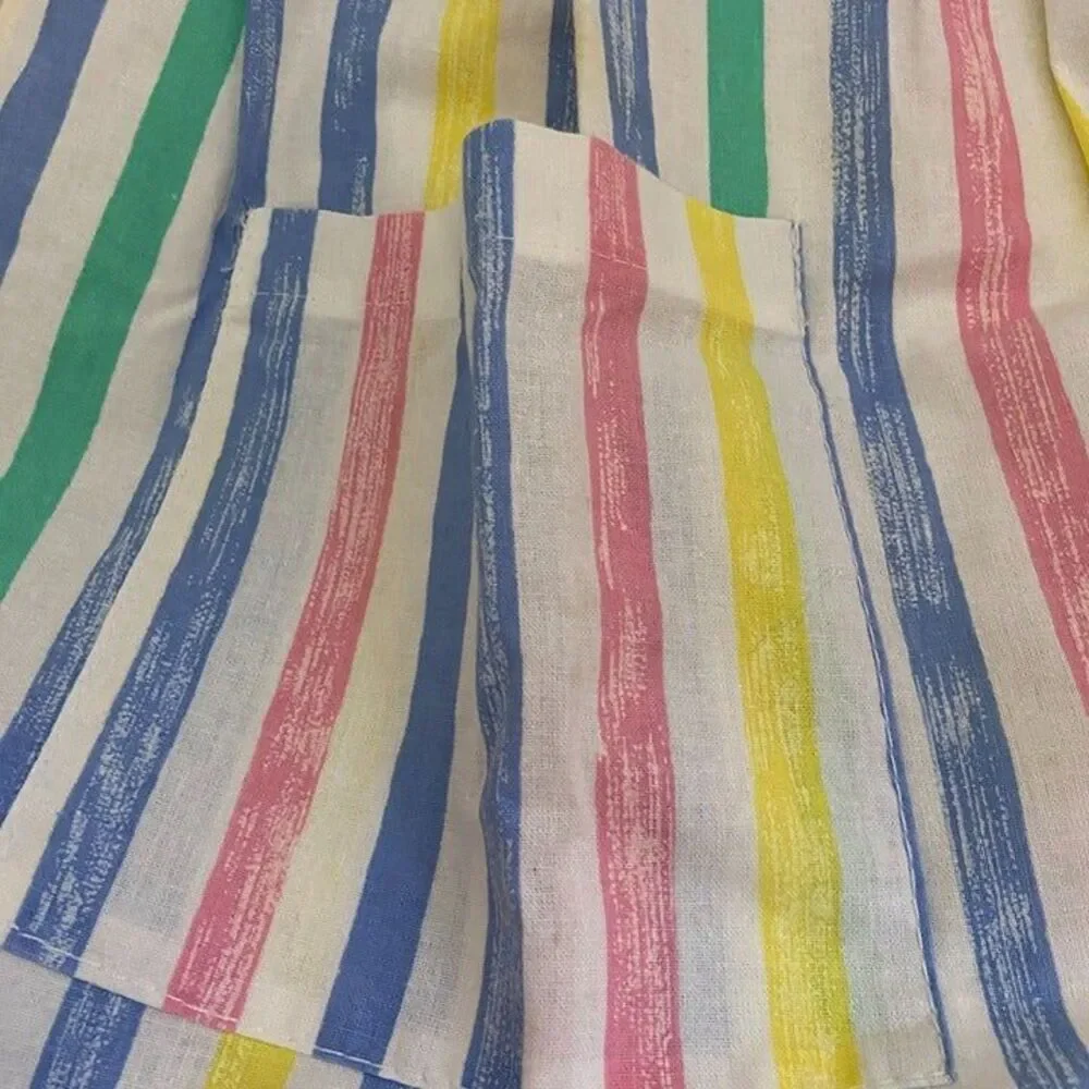 #7133 Pastel Striped BIB CHEF Apron 40 long 15 front waist